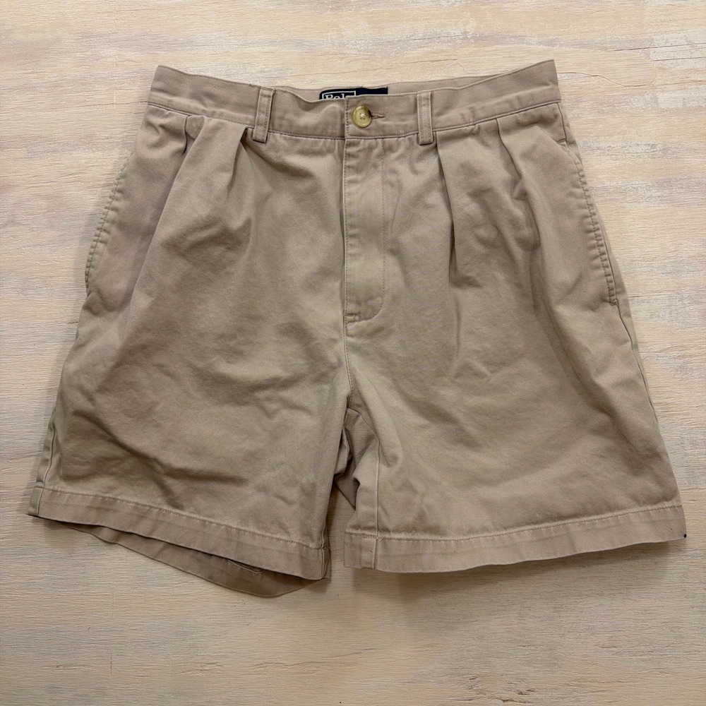 Polo Ralph Lauren Shorts Andrew Short Pleated Chino Khaki Tan Mens 30
